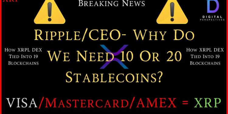 XRP- Ripple/CEO- Why Do We Need 10 Or 20 Stabelcoins?- VISA/Mastercard/AMEX = XRP – XRPL = 19 Chains